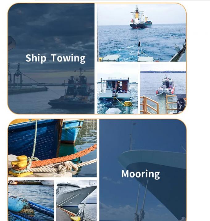 100% उच्च दृढ़ता यूवी प्रतिरोध 40 मिमी 8 12 स्ट्रैंड डाक्रॉन पॉलिएस्टर मल्टीफिलामेंट समुद्री लंगर रस्सी 5