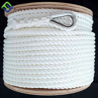 मरीन के लिए 12mm ट्विस्टेड 3 स्ट्रैंड नायलॉन रोप्स बोट एंकर रोप