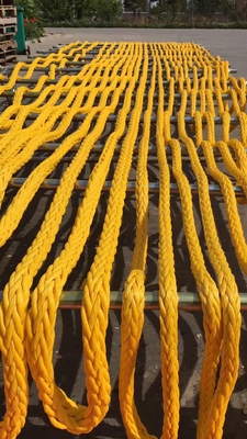 लाल रंग 24mmx220m 12 स्ट्रैंड UHMWPE HMPE जहाजों के लिए स्प्लिस्ड मोरिंग रस्सी