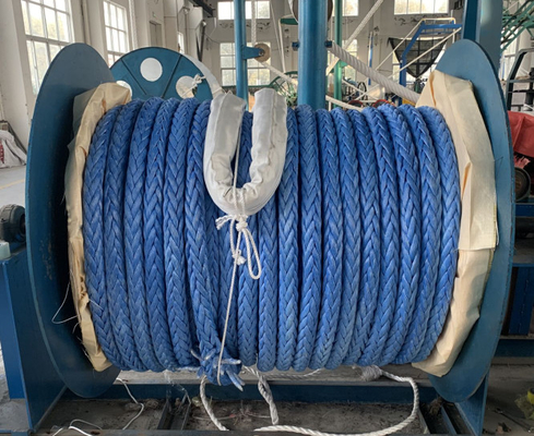 उच्च शक्ति 24mm x 100m फैक्टरी मूल्य 12 स्ट्रैंड ब्रैटेड UHMWPE प्रयुक्त पोत रस्सी लंगर जहाज रस्सी