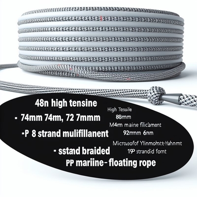 8 स्ट्रैंड पीपी मरीन मूरिंग रोप 30mm-120mm फ्लोटिंग पॉलीप्रोपाइलीन