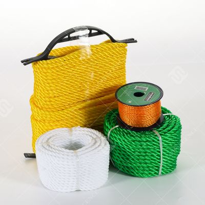 थोक उच्च दृढ़ता 3 स्ट्रैंड 4 स्ट्रैंड समुद्री मछली पकड़ने पैकिंग नीला हरा काला मुड़ पीई पीपी रस्सी