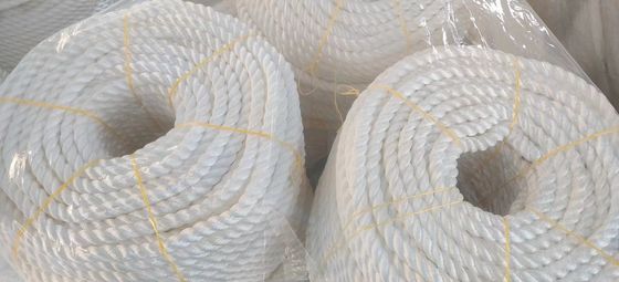 थोक उच्च शक्ति 3 स्ट्रैंड पीपी रस्सी 6 मिमी-40 मिमी आकार 200 मीटर/220 मीटर लंबाई पैकेजिंग बंडलिंग के लिए